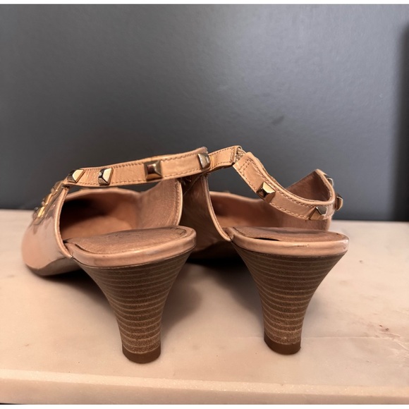 Dorking Studded Nude Sling-Back Kitten Heels - Picture 5 of 7